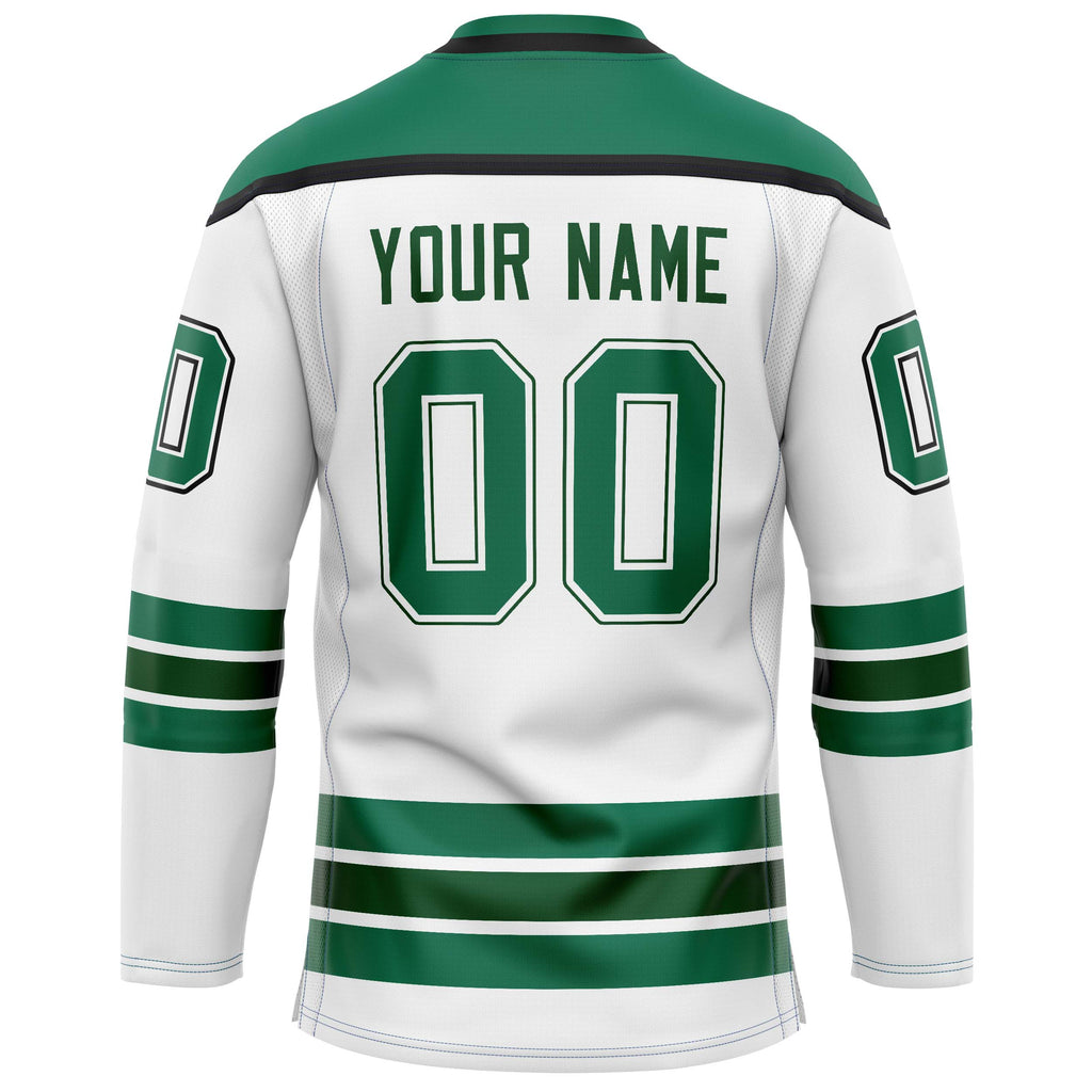 Custom White Kelly Green Solid Colour Hockey Jersey