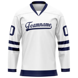 Custom White Navy Solid Colour Hockey Jersey