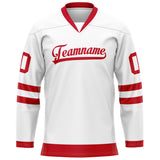 Custom White Red Solid Colour Hockey Jersey