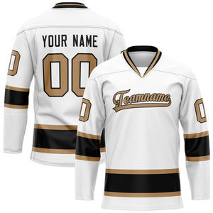 Custom White Old Gold Solid Colour Hockey Jersey