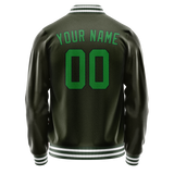 Custom Olive Neon-Green Solid Color Varsity Letterman Jacket