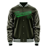 Custom Olive Neon-Green Solid Color Varsity Letterman Jacket