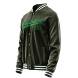 Custom Olive Neon-Green Solid Color Varsity Letterman Jacket