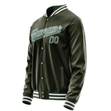 Custom Olive Teal Solid Color Varsity Letterman Jacket