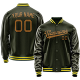 Custom Olive Brown Solid Color Varsity Letterman Jacket