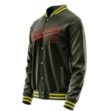 Custom Olive Orange Solid Color Varsity Letterman Jacket