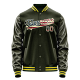 Custom Olive Cream Vintage Usa Flag Varsity Letterman Jacket