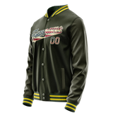 Custom Olive Cream Vintage Usa Flag Varsity Letterman Jacket