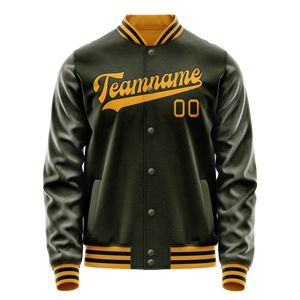 Custom Olive Gold Solid Color Varsity Letterman Jacket