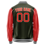 Custom Olive Orange Solid Color Varsity Letterman Jacket