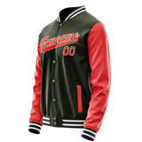 Custom Olive Orange Solid Color Varsity Letterman Jacket