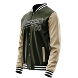 Custom Olive Cream Solid Color Varsity Letterman Jacket