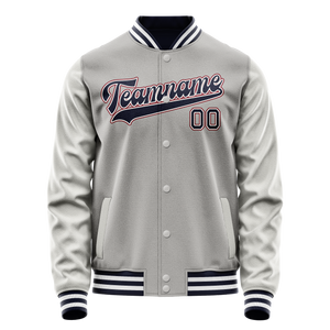 Custom Gray Royal Solid Color Varsity Letterman Jacket