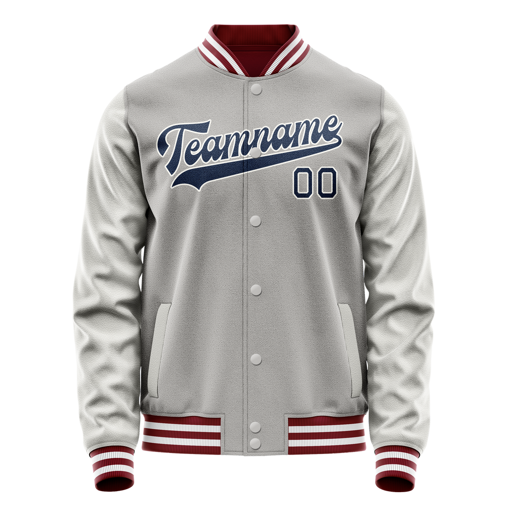 Custom Gray Royal Solid Color Varsity Letterman Jacket