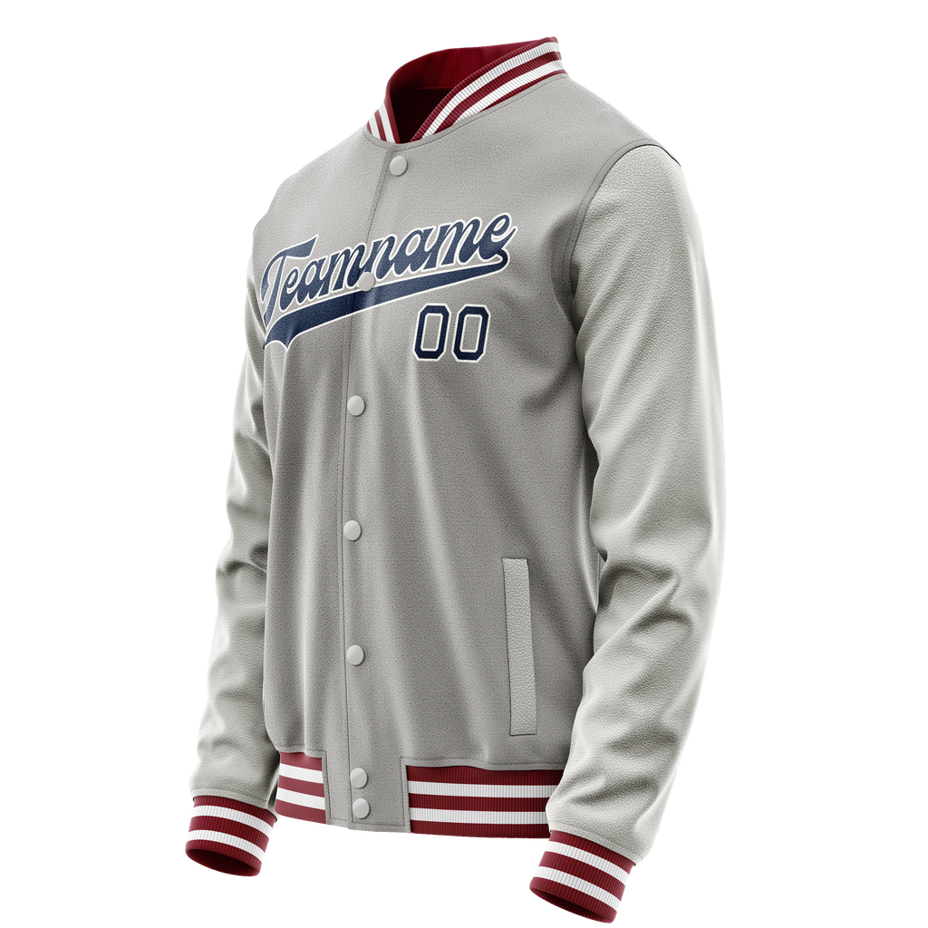 Custom Gray Royal Solid Color Varsity Letterman Jacket