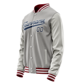 Custom Gray Royal Solid Color Varsity Letterman Jacket