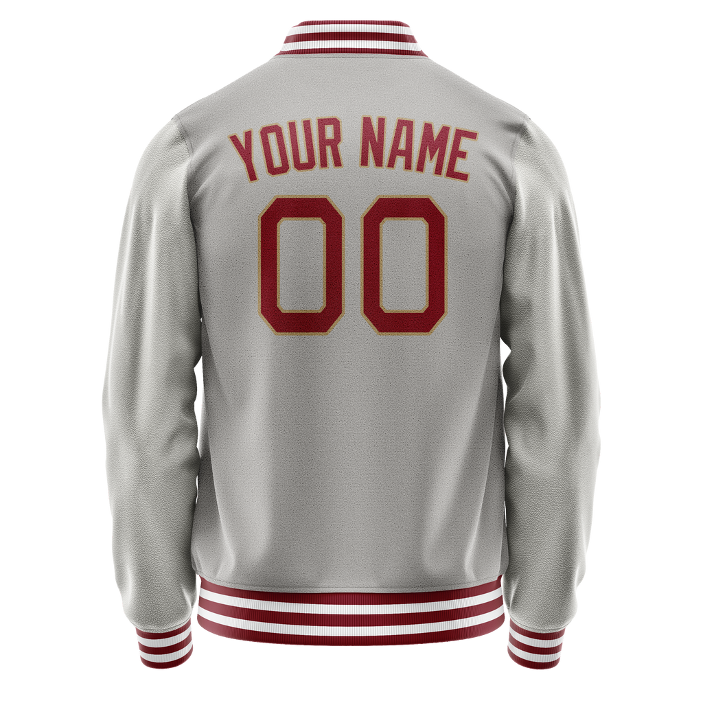 Custom Gray Texas-Orange Solid Color Varsity Letterman Jacket