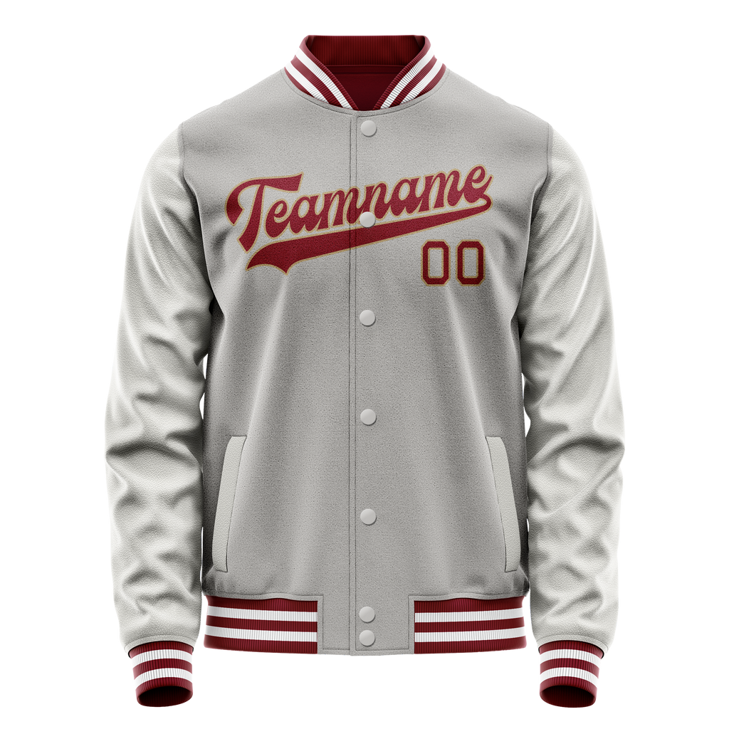 Custom Gray Texas-Orange Solid Color Varsity Letterman Jacket