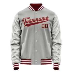 Custom Gray Texas-Orange Solid Color Varsity Letterman Jacket