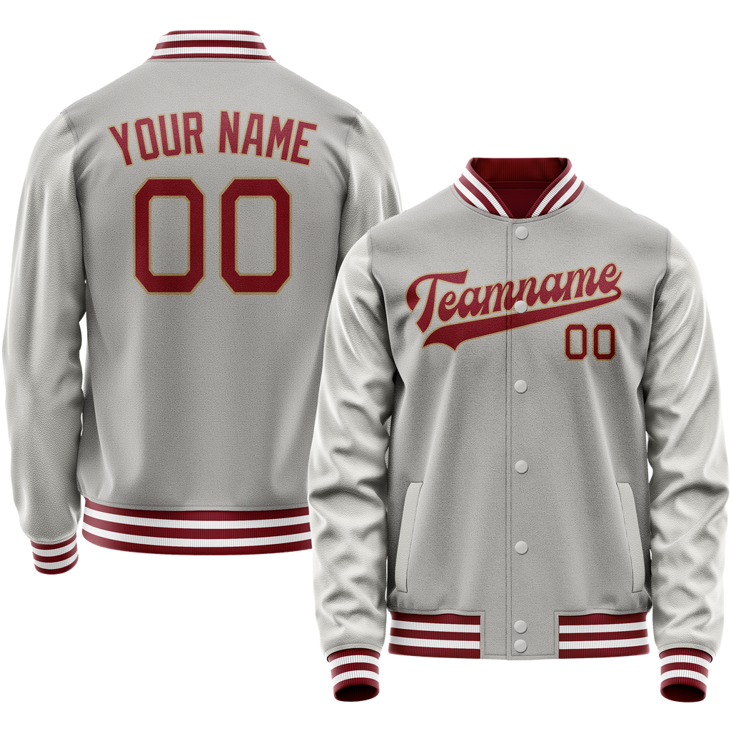Custom Gray Texas-Orange Solid Color Varsity Letterman Jacket