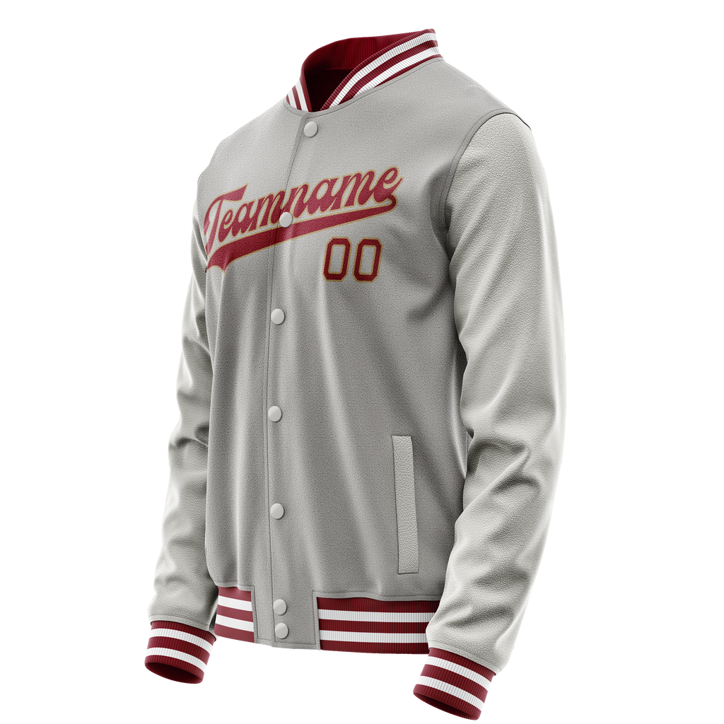 Custom Gray Texas-Orange Solid Color Varsity Letterman Jacket