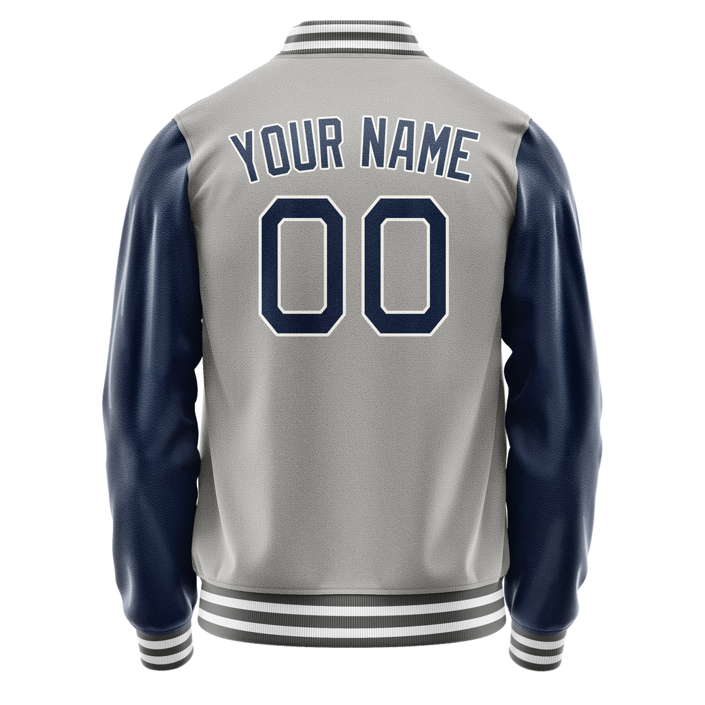 Custom Gray Royal Solid Color Varsity Letterman Jacket