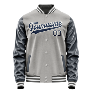 Custom Gray Royal Solid Color Varsity Letterman Jacket