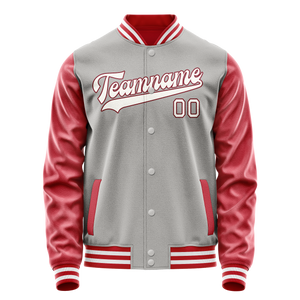Custom Gray Texas-Orange Solid Color Varsity Letterman Jacket