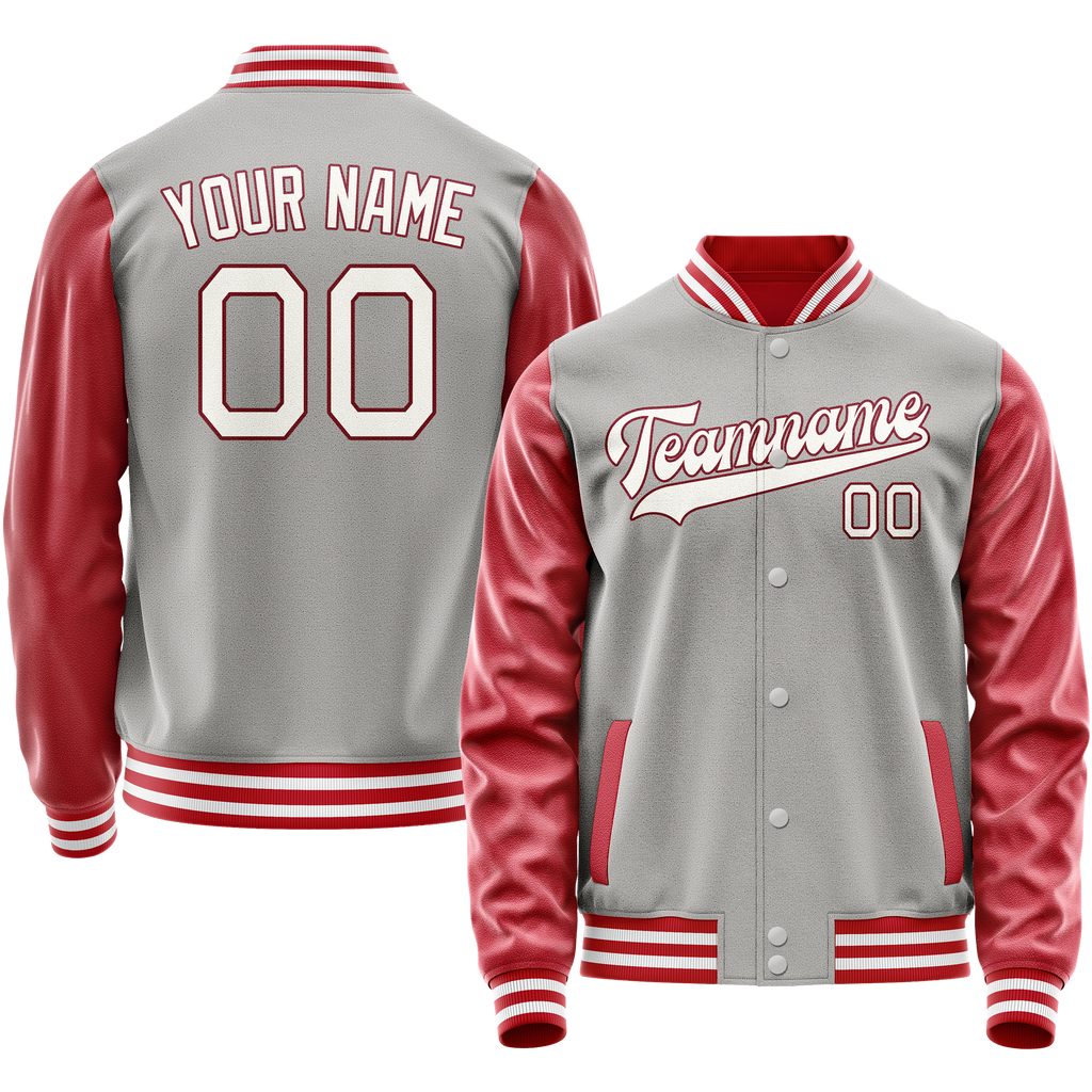 Custom Gray Texas-Orange Solid Color Varsity Letterman Jacket