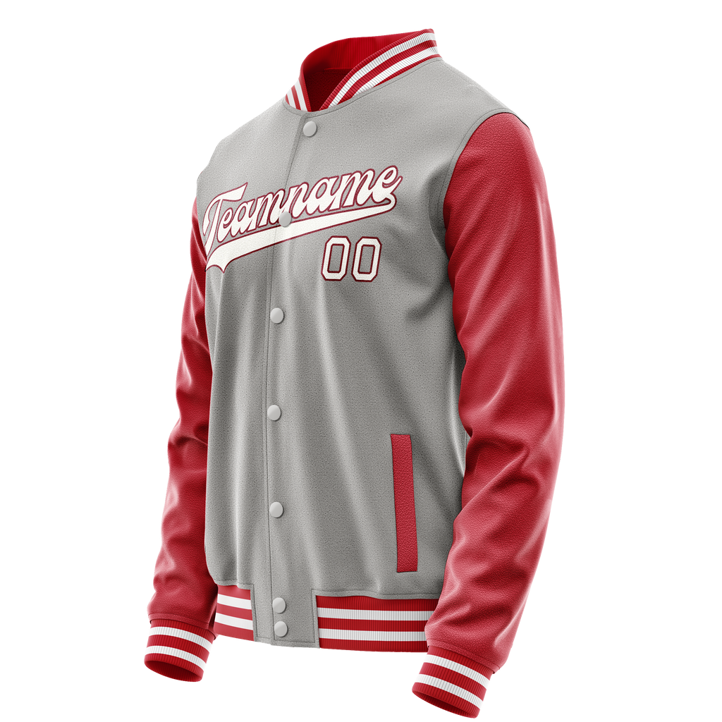 Custom Gray Texas-Orange Solid Color Varsity Letterman Jacket