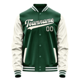 Custom Kelly-Green Cream Solid Color Varsity Letterman Jacket