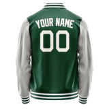Custom Kelly-Green Gray Solid Color Varsity Letterman Jacket