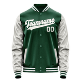 Custom Kelly-Green Gray Solid Color Varsity Letterman Jacket