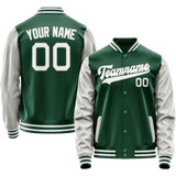 Custom Kelly-Green Gray Solid Color Varsity Letterman Jacket