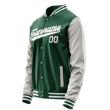 Custom Kelly-Green Gray Solid Color Varsity Letterman Jacket