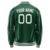 Custom Kelly-Green Gray Solid Color Varsity Letterman Jacket