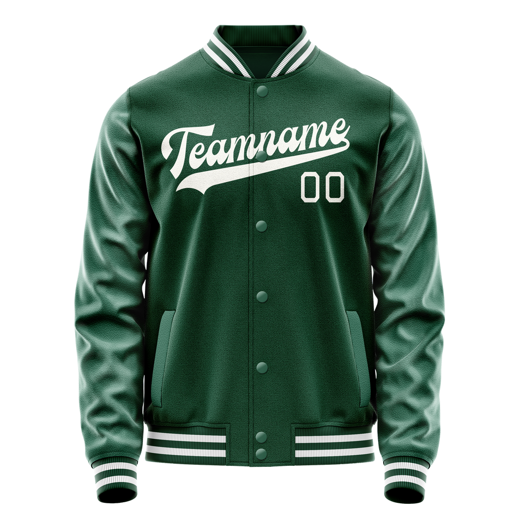 Custom Kelly-Green Gray Solid Color Varsity Letterman Jacket
