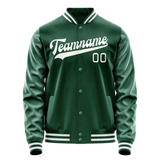 Custom Kelly-Green Gray Solid Color Varsity Letterman Jacket