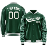 Custom Kelly-Green Gray Solid Color Varsity Letterman Jacket