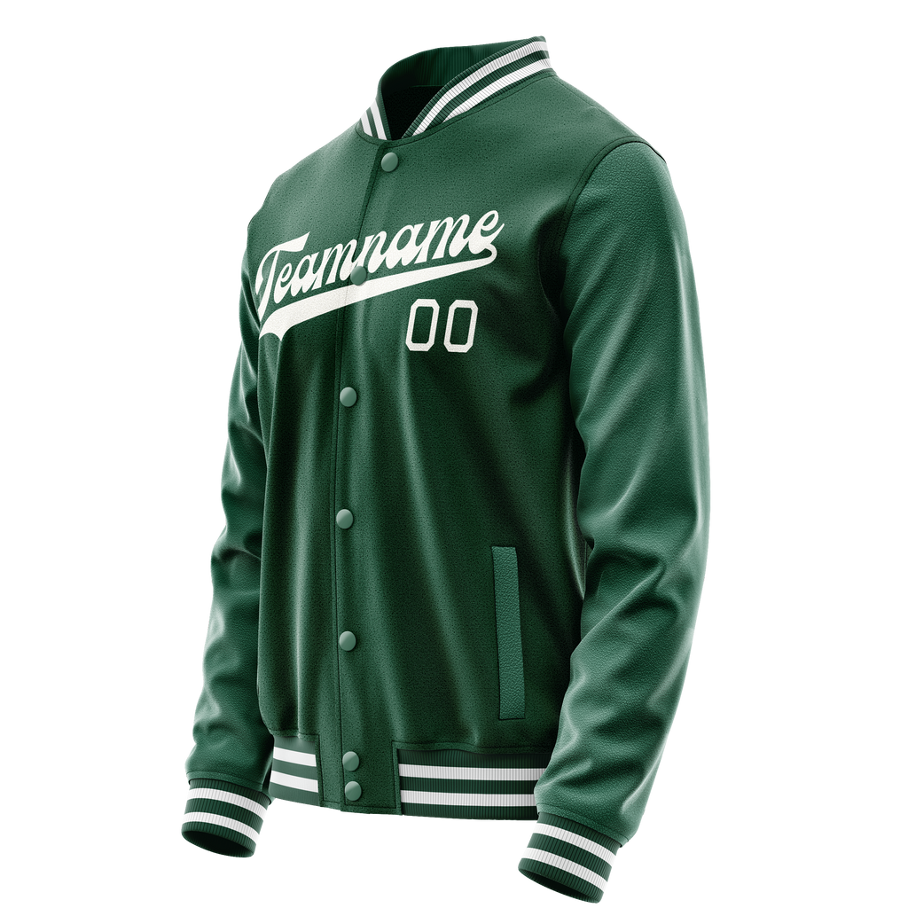 Custom Kelly-Green Gray Solid Color Varsity Letterman Jacket