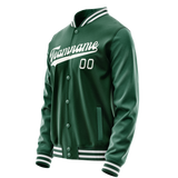 Custom Kelly-Green Gray Solid Color Varsity Letterman Jacket