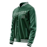 Custom Kelly-Green White Solid Color Varsity Letterman Jacket