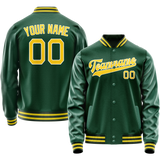 Custom Kelly-Green Gold Solid Color Varsity Letterman Jacket