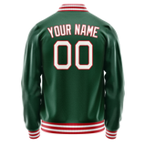 Custom Kelly-Green White Solid Color Varsity Letterman Jacket