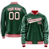 Custom Kelly-Green White Solid Color Varsity Letterman Jacket