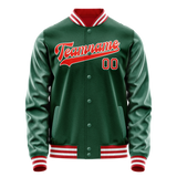 Custom Kelly-Green Orange Solid Color Varsity Letterman Jacket