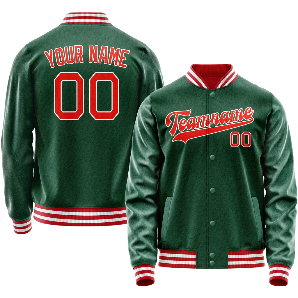 Custom Kelly-Green Orange Solid Color Varsity Letterman Jacket