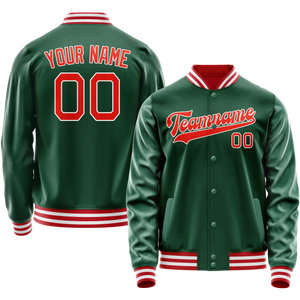 Custom Kelly-Green Orange Solid Color Varsity Letterman Jacket