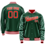 Custom Kelly-Green Orange Solid Color Varsity Letterman Jacket