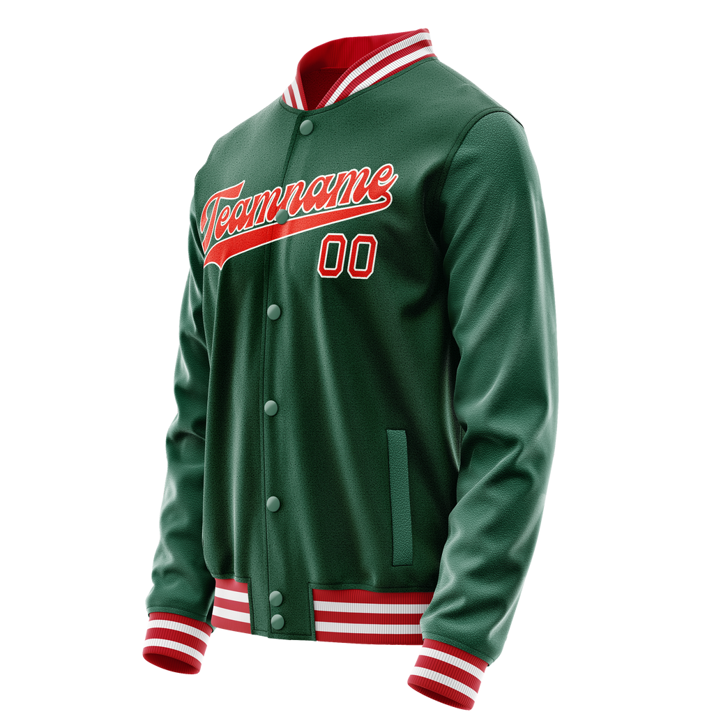 Custom Kelly-Green Orange Solid Color Varsity Letterman Jacket